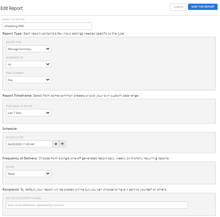 edit scheduled report